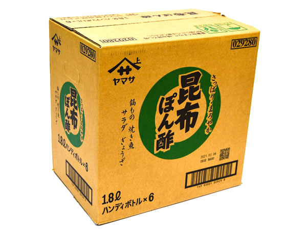 【リードタイム：5日~】ヤマサ）昆布ポン酢　1.8Ｌ×6　ケース販売